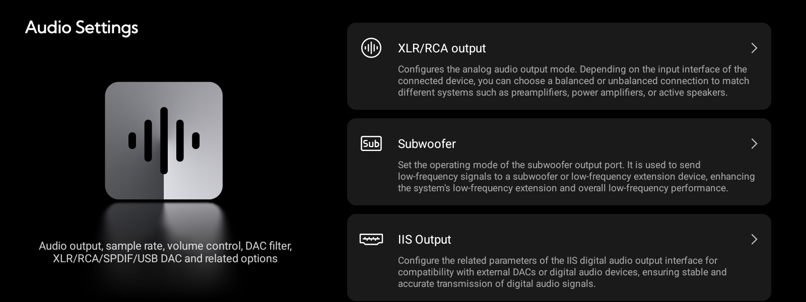 Audio Settings 화면
