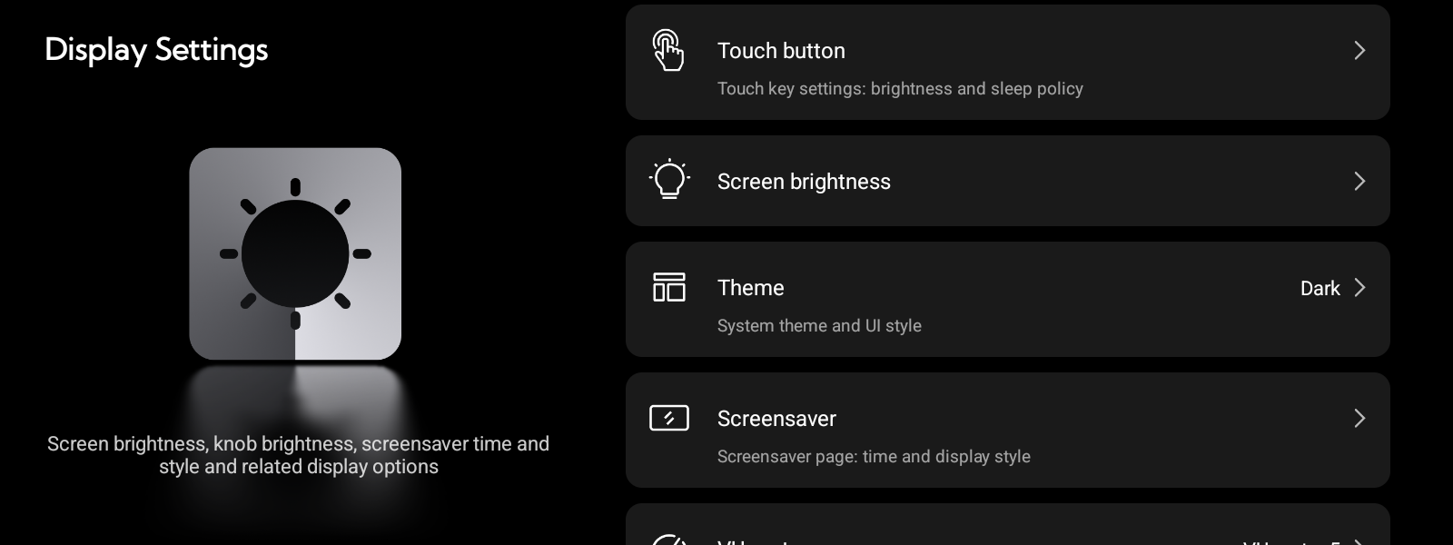 Display Settings 화면