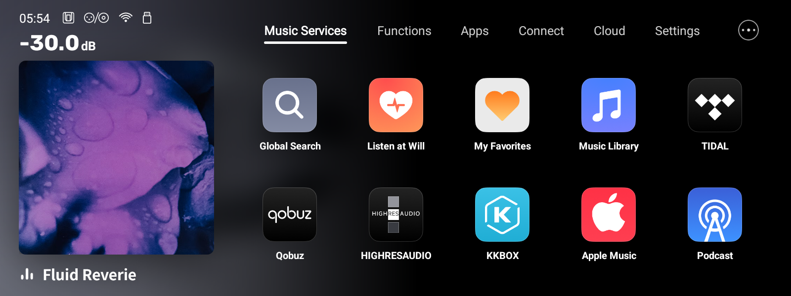 Home 화면의 Music Services
