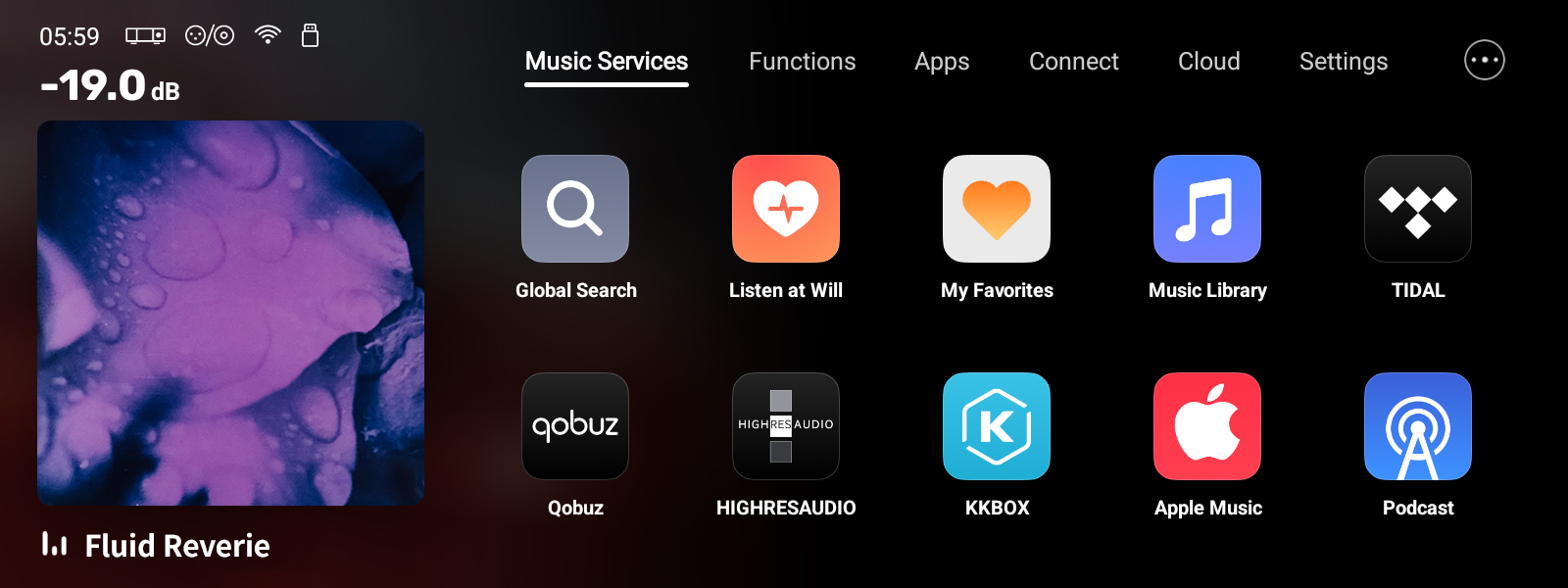 Music Services 화면