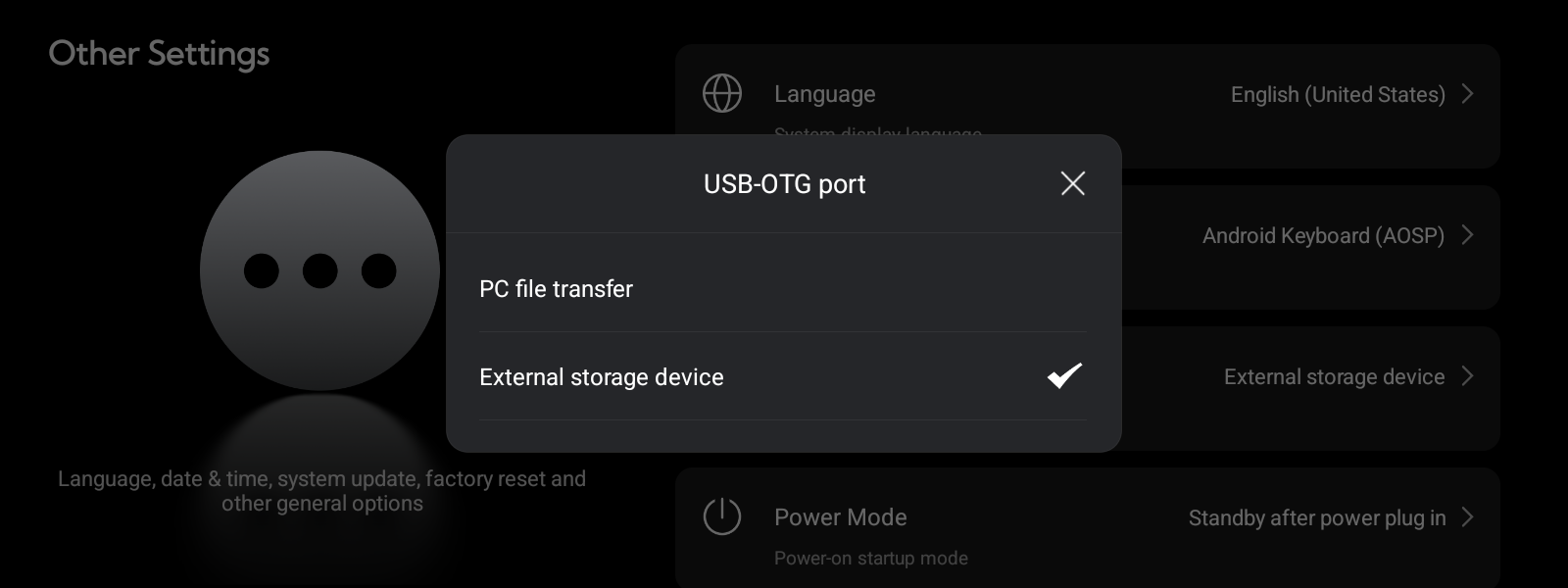 USB-OTG 포트 모드 선택