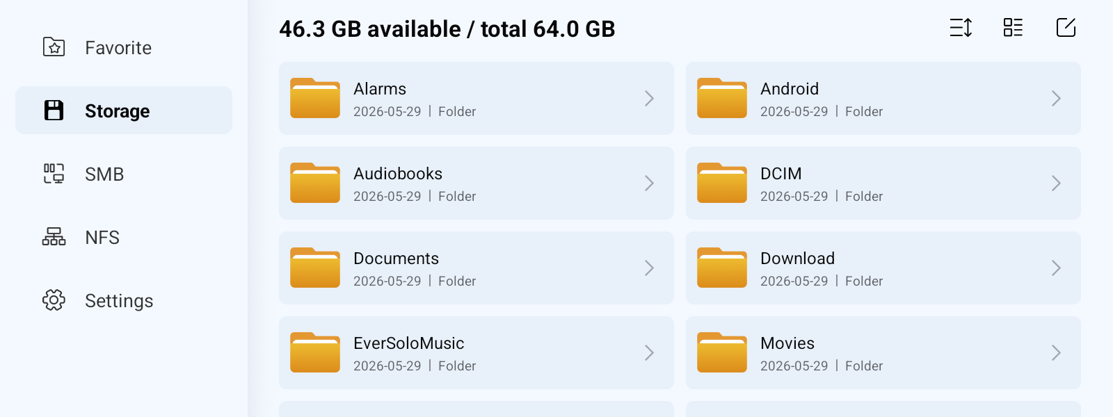 File Manager 화면