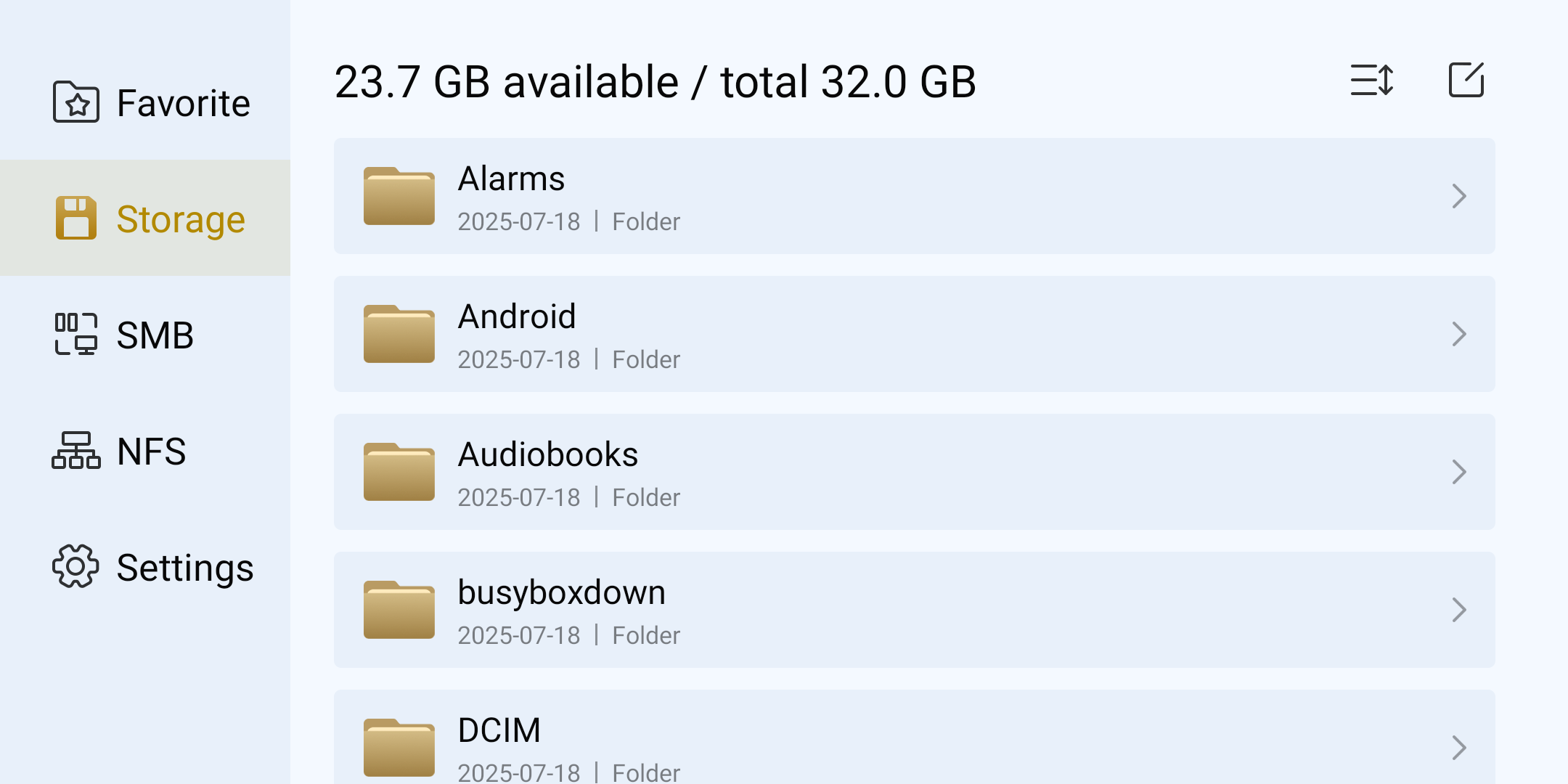 File Manager 화면